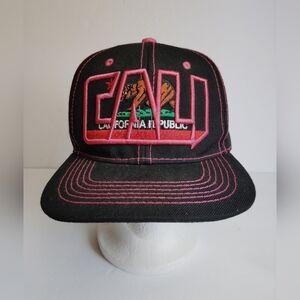 Bullbot California Republic Black Pink Embroidered Snapback Hat Cap OS